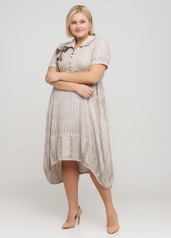Сіро-бежева кежуал сукня сорочка Degrade в смужку