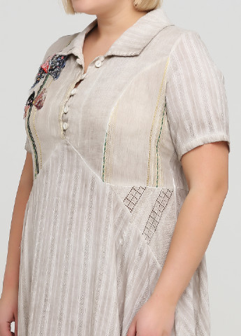 Серо-бежевое кэжуал платье рубашка Degrade в полоску