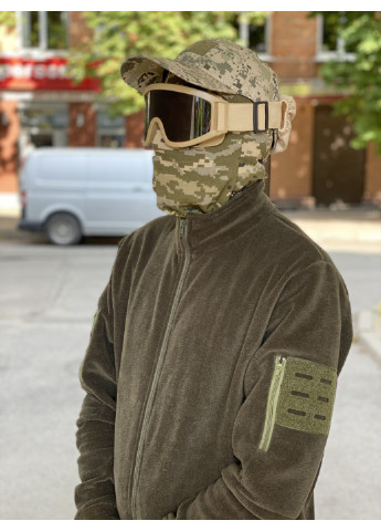 Кофта флисовая мужская военная тактическая с липучками под шевроны ВСУ (ЗСУ) 8048 46 размер хаки Power (254440676)