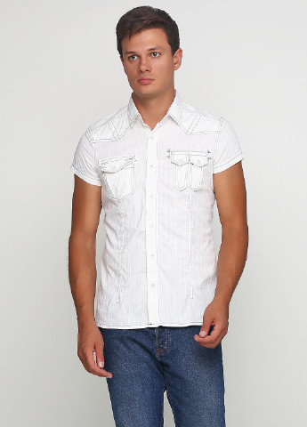 Белая кэжуал рубашка в полоску Olyo с коротким рукавом