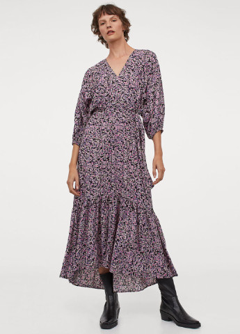 Бузкова кежуал сукня кльош H&M з квітковим принтом