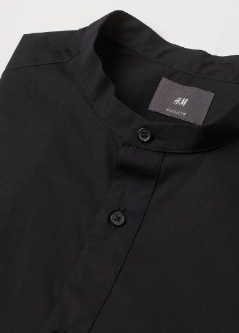Черная рубашка однотонная H&M