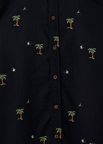 Черная кэжуал рубашка с рисунком Pull & Bear