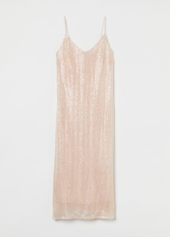 Пудровое вечернее платье платье-комбинация H&M однотонное