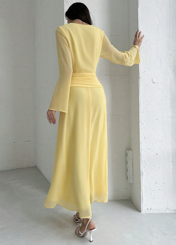 Жовтий святковий, вечірня сукня кльош SHEIN однотонна