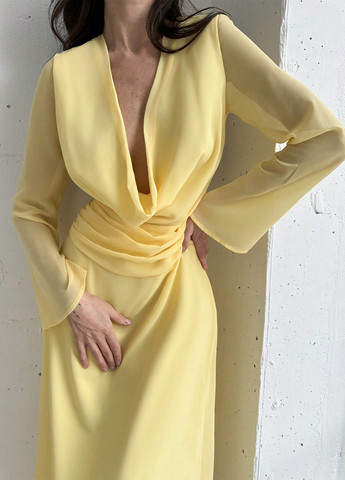 Жовтий святковий, вечірня сукня кльош SHEIN однотонна