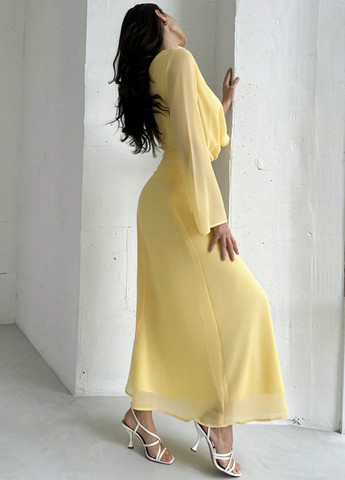 Жовтий святковий, вечірня сукня кльош SHEIN однотонна