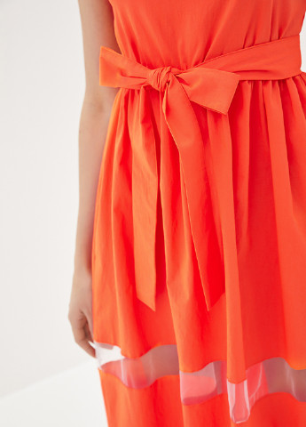 Оранжевое кэжуал платье а-силуэт Podium однотонное