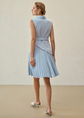 Блакитна ділова, кежуал сукня на запах SHEIN однотонна