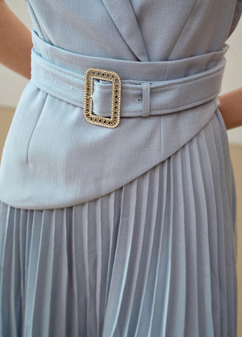 Блакитна ділова, кежуал сукня на запах SHEIN однотонна