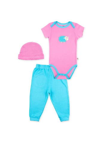Блакитний літній набір дитячого одягу з бамбука для дівчаток: боді, штанці та шапочка (68360.6-9) Luvable Friends