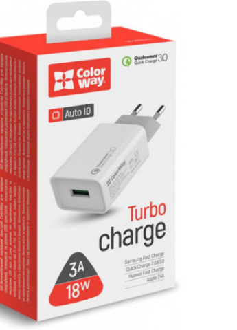 Зарядний пристрій 1USB Quick Charge 3.0 (18W) (CW-CHS013Q-WT) Colorway (216637605)