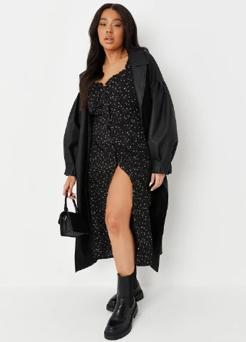 Черное кэжуал платье Missguided с цветочным принтом
