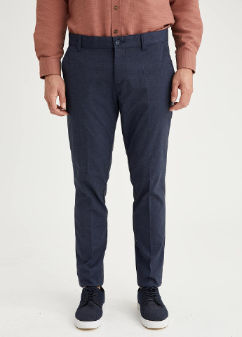 Темно-синие кэжуал демисезонные классические брюки DeFacto