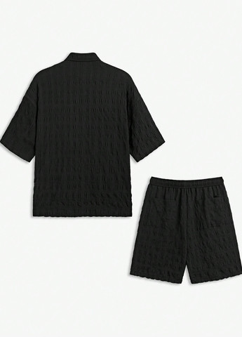 Чорний літній костюм (сорочка, шорти) з шортами SHEIN