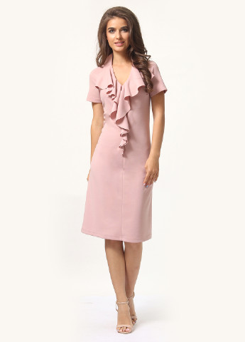 Светло-розовое кэжуал платье футляр Lada Lucci однотонное