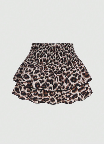 Разноцветная кэжуал леопардовая юбка SHEIN