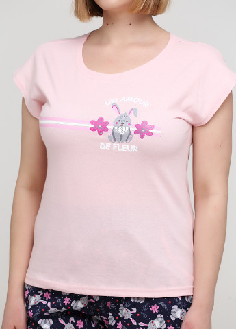 Светло-розовая всесезон пижама (футболка, шорты, маска для сна) футболка + шорты Трикомир
