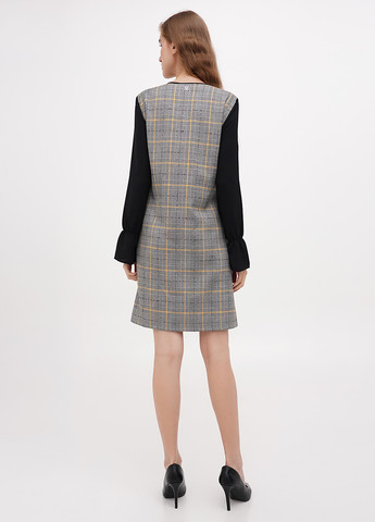 Серое кэжуал платье Sassofono в клетку