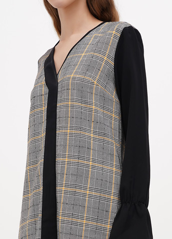 Серое кэжуал платье Sassofono в клетку