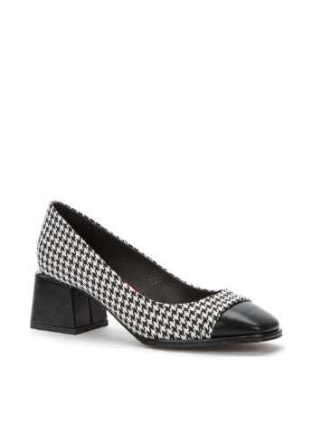 Черно-белые женские кэжуал туфли на среднем каблуке английские - фото
