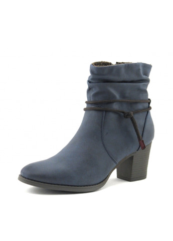 Серо-синие женские ботинки на молнии со шнуровкой