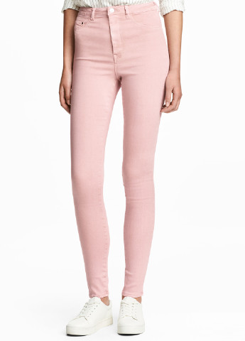 Светло-розовые кэжуал летние зауженные брюки H&M