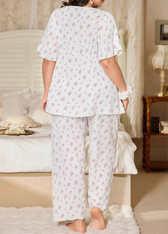 Біла всесезон піжама (сорочка, штани) сорочка + брюки SHEIN