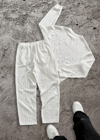 Білий демісезонний костюм (світшот, штани) брючний SHEIN