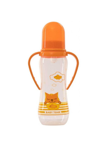 Пляшечка для годування з ручками та силіконовою соскою, 250мл 0+ оранж Baby Team (252247969)