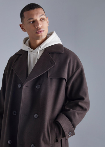 Темно-коричневе демісезонне Пальто двобортне Boohoo