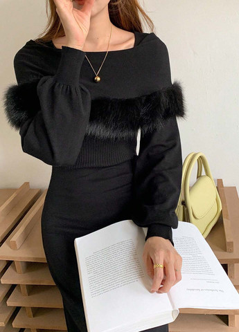 Чорна кежуал сукня годе SHEIN однотонна