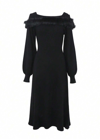 Чорна кежуал сукня годе SHEIN однотонна