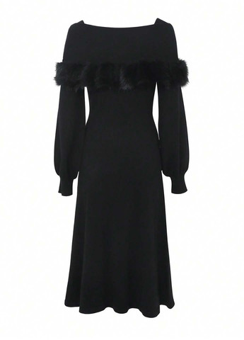 Чорна кежуал сукня годе SHEIN однотонна