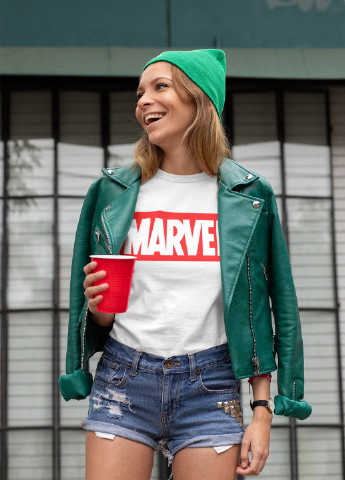 Подарунковий жіночий набір. Футболка біла з принтом "Marvel", шкарпетки з принтом "Marvel" Maybel - (252655221)