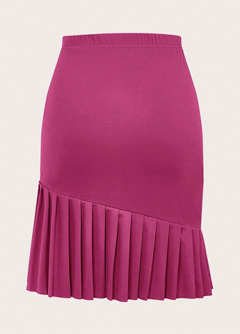 Фуксиновая кэжуал однотонная юбка SHEIN карандаш