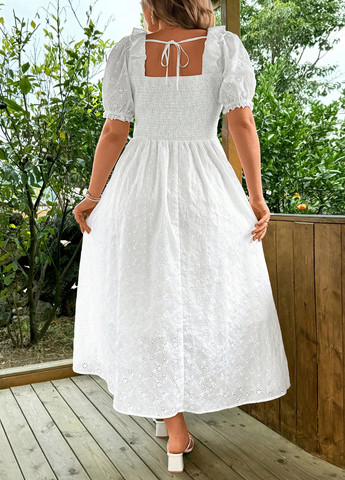 Белое вечернее, кэжуал платье с пышной юбкой SHEIN однотонное