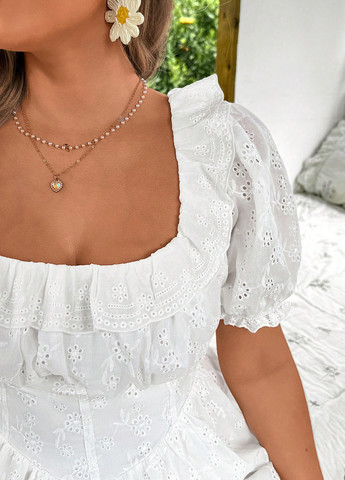 Белое вечернее, кэжуал платье с пышной юбкой SHEIN однотонное