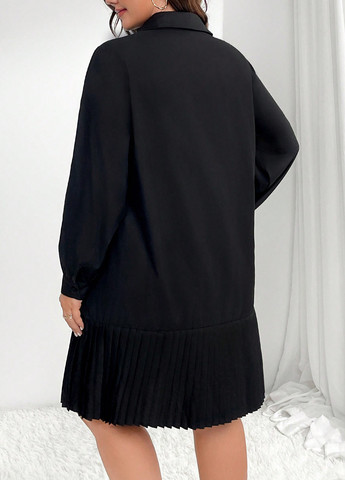 Чорна кежуал сукня сукня-сорочка SHEIN однотонна