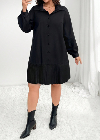 Чорна кежуал сукня сукня-сорочка SHEIN однотонна