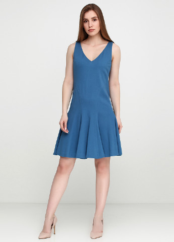 Синее коктейльное платье Ralph Lauren однотонное