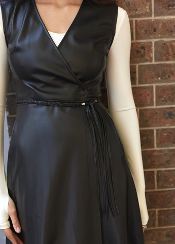 Черное кэжуал платье на запах Gepur однотонное