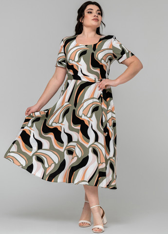Комбінована кежуал сукня кльош A'll Posa з абстрактним візерунком