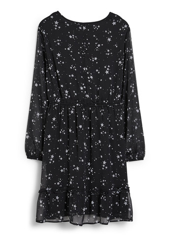 Черное кэжуал платье на запах C&A звезды