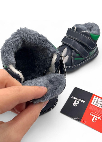 Синие пинетки Apawwa с вышивкой, с мехом