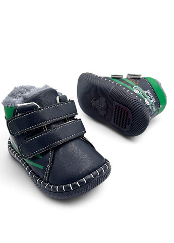 Синие пинетки Apawwa с вышивкой, с мехом