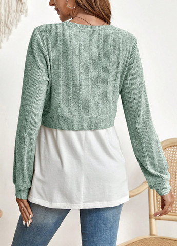 Комбинированный свитшот для беременных SHEIN колор блок без декора (323619032)