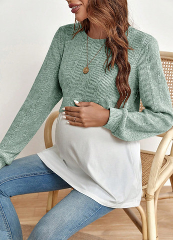 Комбинированный свитшот для беременных SHEIN колор блок без декора (323619032)