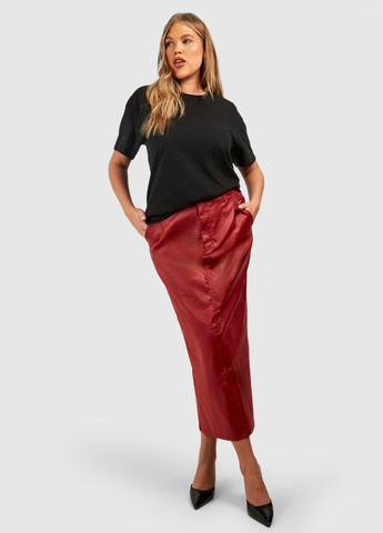 Вишневая кэжуал однотонная юбка Boohoo карандаш