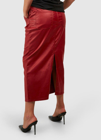 Вишневая кэжуал однотонная юбка Boohoo карандаш